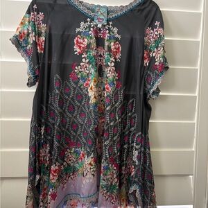 Johnny Was Black Floral Blouse